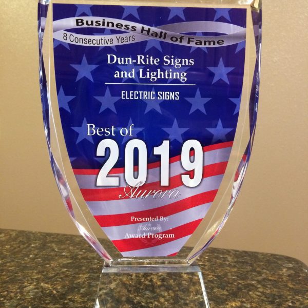 2019 - Dun Rite Signs Aurora, CO Award
