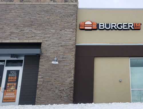 Dun-Rite Signs Install - Burger IM Pan Channel Letters on Cloud Backer